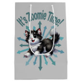 ゾーミー・タイムかわいい黒猫と白猫 ミディアムペーパーバッグ (裏面)