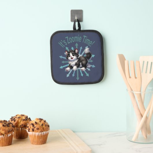 ゾーミー・タイムかわいい黒猫と白猫 鍋敷き (インサイチュ (吊り下げ))