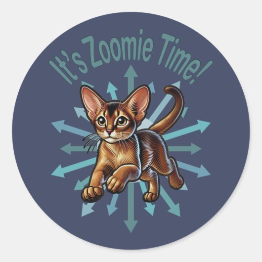 ゾーミー・タイム・アビシニアン猫 ラウンドシール (正面)