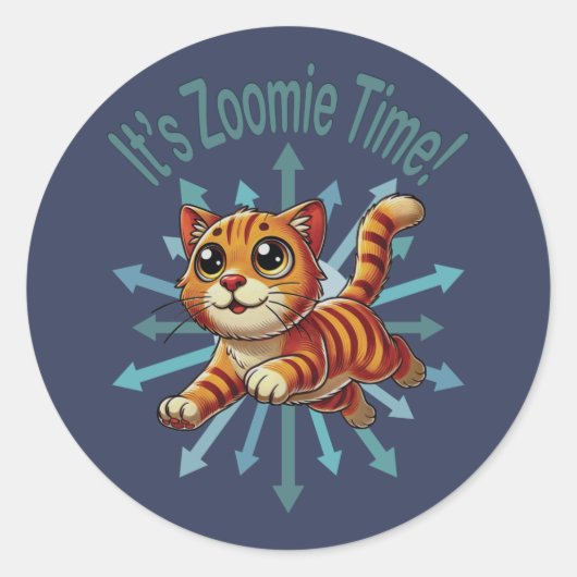 ゾーミー・タイム・オレンジタビー・キャット ラウンドシール (正面)