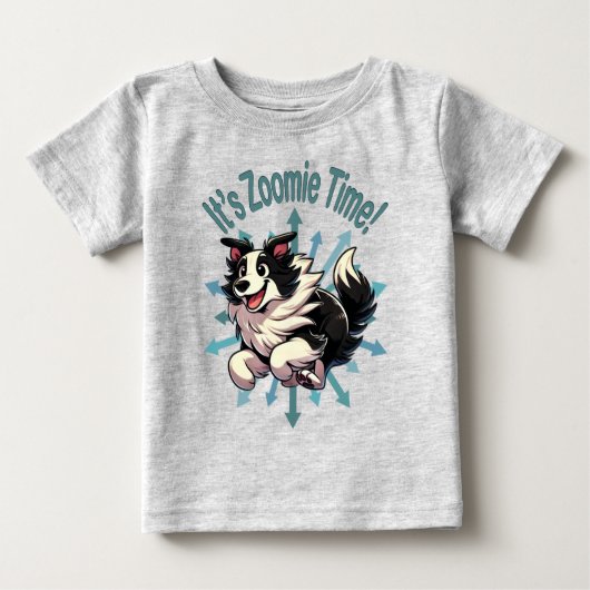 ゾーミー・タイム・コリー縁どだ ベビーTシャツ (正面)