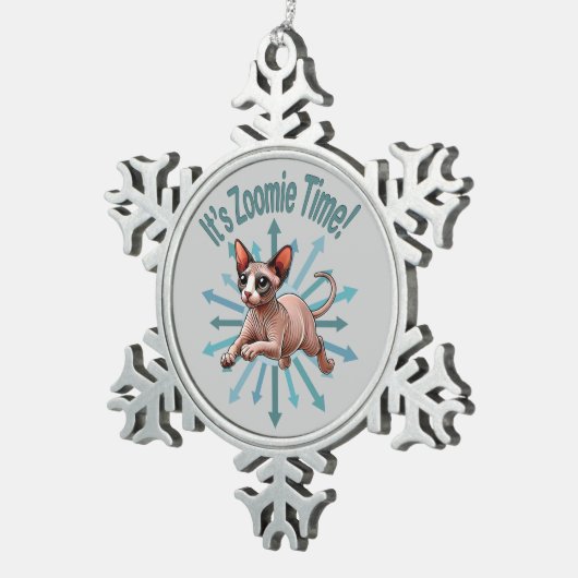 ゾーミー・タイム・スフィンクス・キャット スノーフレークピューターオーナメント (右)