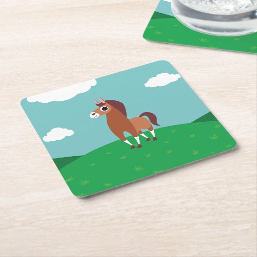 ゾーラ馬 スクエアペーパーコースター (アングル)