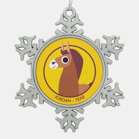 ゾーラ馬 スノーフレークピューターオーナメント (正面)