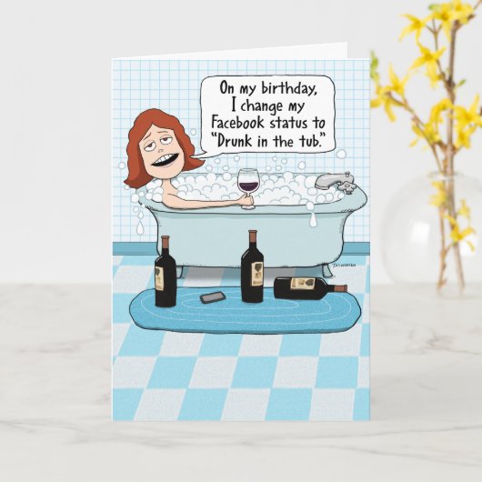 タおもしろいブ飲誕生日 カード (黄色い花)