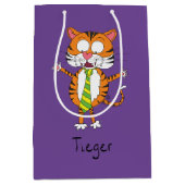 タイおもしろいアニメの子どもたちの虎 ミディアムペーパーバッグ (正面)