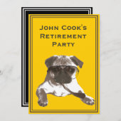 タイおもしろいプ退職パーティの招待状付きパグ 招待状 (正面/裏面)