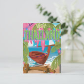 タイおもしろいヴィンテージ旅行ポスター ポストカード (スタンド正面)