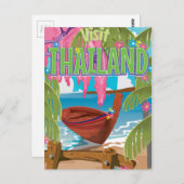 タイおもしろいヴィンテージ旅行ポスター ポストカード (正面/裏面)