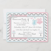 タイおよびチュチュの双生児の最初誕生日 招待状 (裏面)