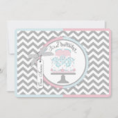 タイおよびチュチュの双生児の最初誕生日 招待状 (正面)