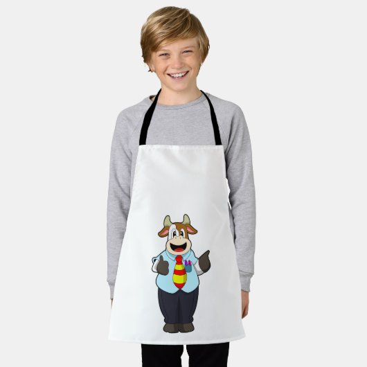 タイと先生としての牛 エプロン (着用した状態)