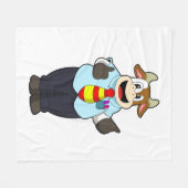 タイと先生としての牛 フリースブランケット (正面(横))