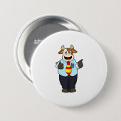 タイと先生としての牛 缶バッジ (正面&裏面)