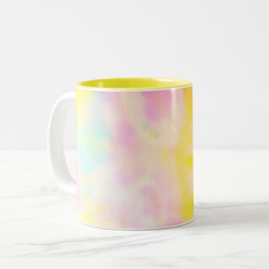 タイによって染められる黄色い水彩画そっくりのろうけつ染めの質 ツートーンマグカップ (正面左)