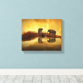 タイのアジアゾウ白熱［赤熱］光を放つズ キャンバスプリント (インサイチュ (ウッドフロア))