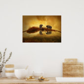 タイのアジアゾウ白熱［赤熱］光を放つズ ポスター (キッチン)