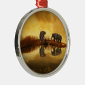 タイのアジアゾウ白熱［赤熱］光を放つズ メタルオーナメント (右)