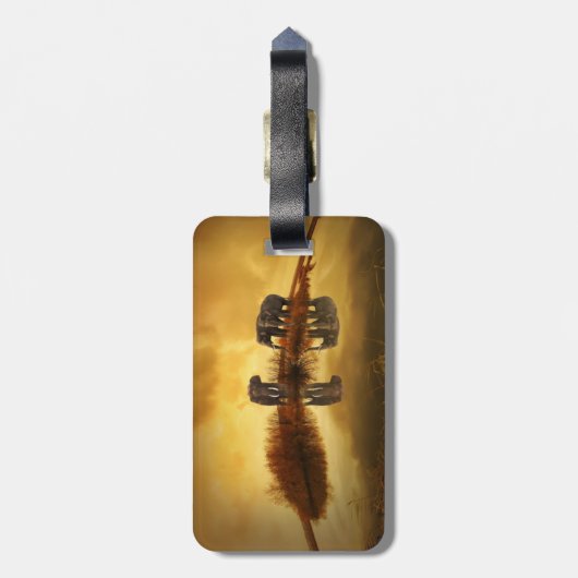 タイのアジアゾウ白熱［赤熱］光を放つズ ラゲッジタグ (裏面縦)