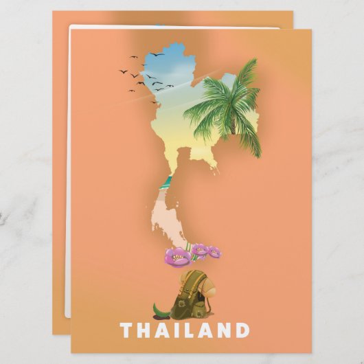 タイのイラストマップ 招待状 (正面/裏面)