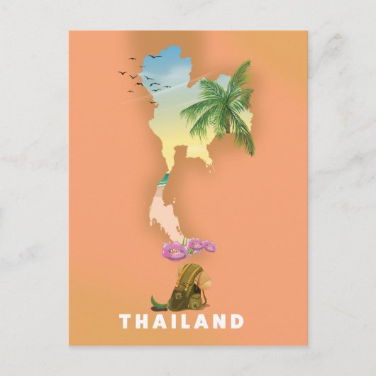 タイのイラスト地図 ポストカード (正面)