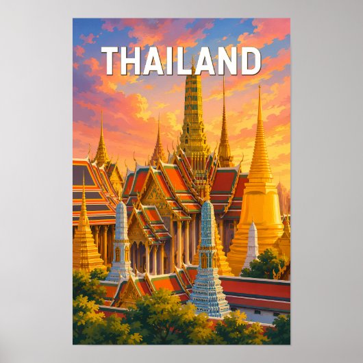 タイのイラスト旅行アートビンテージ ポスター (正面)
