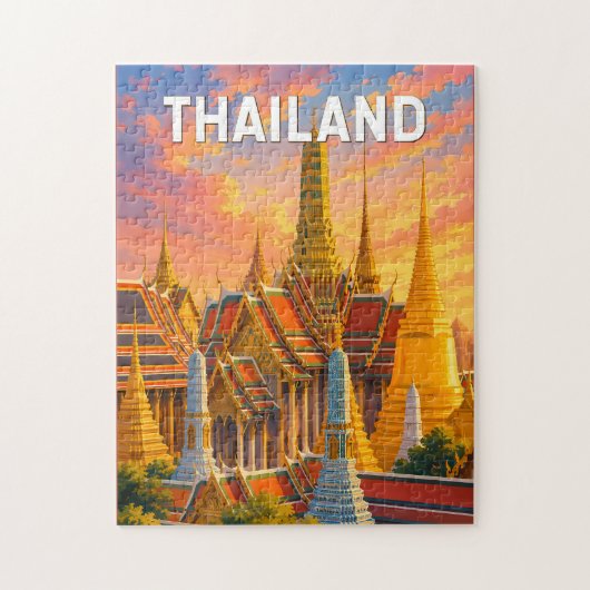 タイのイラスト 旅行 アート ビンテージ ジグソーパズル (縦)