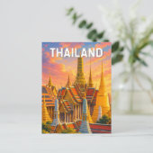 タイのイラスト 旅行 アート ビンテージ ポストカード (スタンド正面)