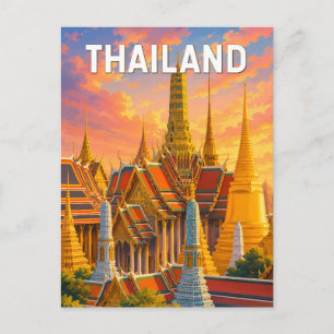 タイのイラスト 旅行 アート ビンテージ ポストカード