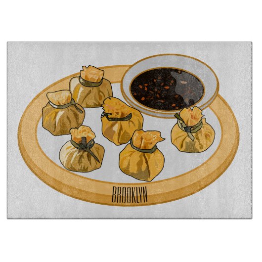 タイのエビ財布の漫画イラストレーション カッティングボード (正面)