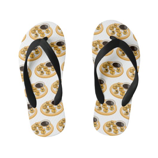 タイのエビ財布の漫画イラストレーション キッズビーチサンダル (フットベッド)