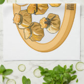 タイのエビ財布の漫画イラストレーション キッチンタオル (折り畳み)