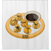 タイのエビ財布の漫画イラストレーション シャワーカーテン (正面)