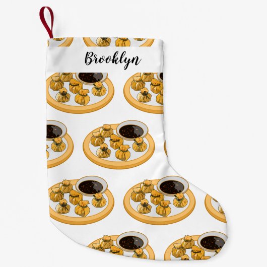 タイのエビ財布の漫画イラストレーション スモールクリスマスストッキング (正面)