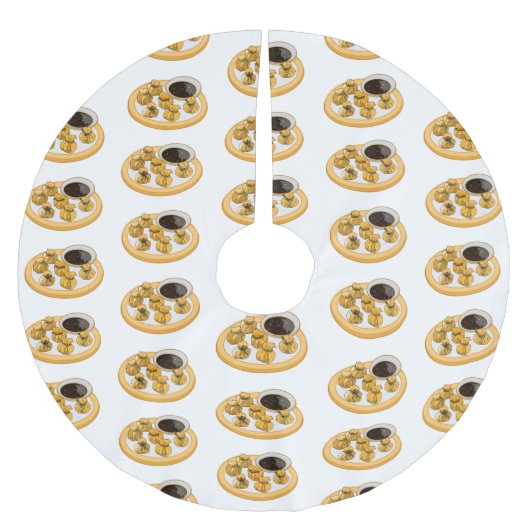 タイのエビ財布の漫画イラストレーション ブラッシュドポリエステルツリースカート (正面)