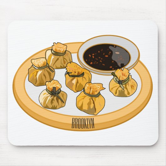 タイのエビ財布の漫画イラストレーション マウスパッド (正面)