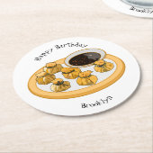 タイのエビ財布の漫画イラストレーション ラウンドペーパーコースター (アングル)