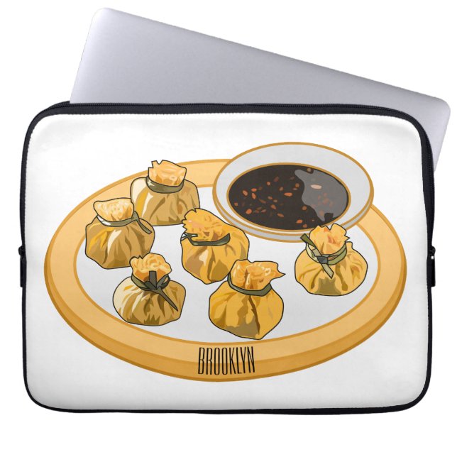 タイのエビ財布の漫画イラストレーション ラップトップスリーブ (正面)