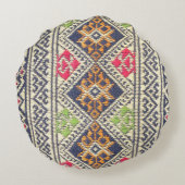 タイのカラフルスタイル敷物表面のクローズアップヴィンタ ラウンドクッション (裏面)