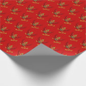 タイのギフトラッピング、タイ国旗、エンブレム/赤 ラッピングペーパー (角)