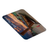 タイのクラビ島の夕日にロングテールボート マグネット (右側)