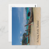 タイのクラビ州アオナンビーチのロングテールボート ポストカード (正面/裏面)