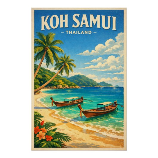 タイのサムイ島 レトロ ポスター (正面)