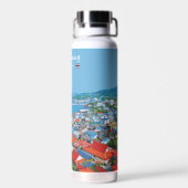 タイのシチャン島の活気ある港の景色 ウォーターボトル (背面)