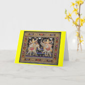 タイのタペストリー空白の – グリーティングカード (黄色い花)