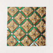 タイのテンプルタイの壁内のタイのパターン タペストリー (正面)