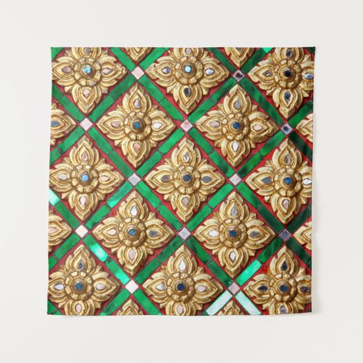 タイのテンプルタイの壁内のタイのパターン タペストリー (正面)