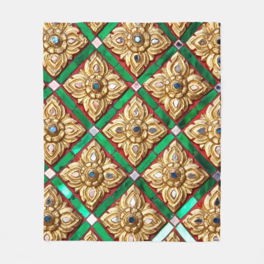 タイのテンプルタイの壁内のタイのパターン フリースブランケット (正面)