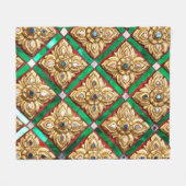 タイのテンプルタイの壁内のタイのパターン フリースブランケット (正面(横))