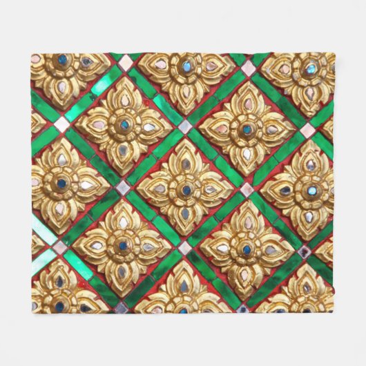 タイのテンプルタイの壁内のタイのパターン フリースブランケット (正面(横))